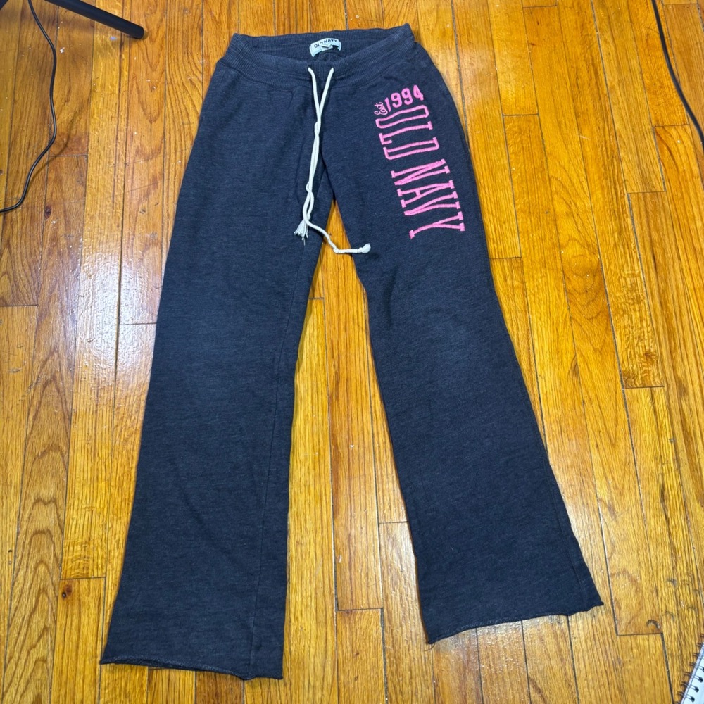 Y2K Old navy sweatpants embroidered pink logo low rise cotton sz XSmall
